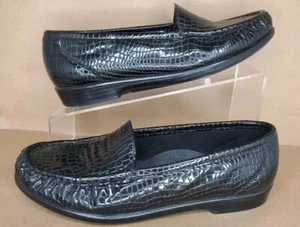 SAS Women Simple Size 8 W Snakeskin Black Leather Shoes Tripad - Picture 1 of 6
