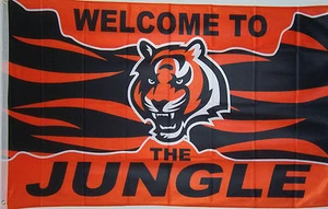 NEW WELCOME TO THE JUNGLE CINCINNATI BENGALS 3x5ft Genuine NFL licensed FLAG - Picture 1 of 3