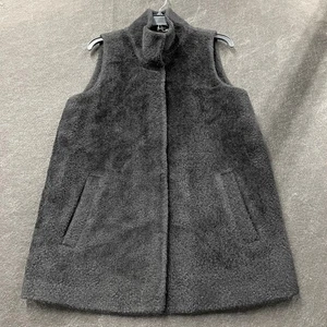 EILEEN FISHER Fine Wool Alpaca Stand Collar Vest Women's Size M Black - Picture 1 of 8