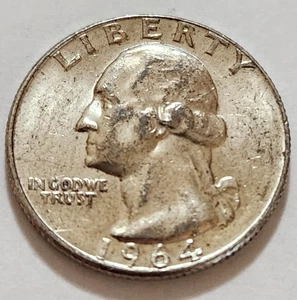 AU CH 1964 D Washington Quarter 25c 90% Silver (W259) - Imagen 1 de 4