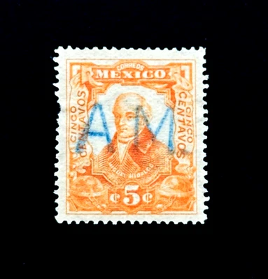 Марка Мексики - 1910 Мигель Идальго 5c Sn 314 A.M гашение или надпечатка MNG r61🔥 - Изображение 1 из 2