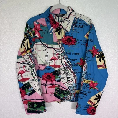 Vintage Florida Jacket Womens XL State Map Print Flamingo Tropical Take Two NEW - Image 1 of 4