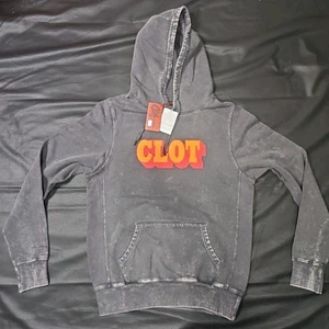 NWT ~ CLOT Shadow Logo Hoodie Black Faded Dye Size Medium - Picture 1 of 7