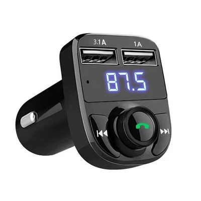 Wireless Bluetooth Freisprecheinrichtung FM Transmitter  MP3 Dual-USB-Ladegerät - Bild 1 von 4