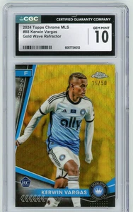 2024 Topps Chrome MLS #88 Kerwin Vargas Gold Wave Rookie RC CGC 10 Charlotte - Picture 1 of 2
