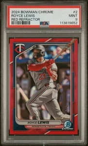 2024 Bowman Chrome Royce Lewis Red Refractor /5 PSA 9 Mint Minnesota Twins Pop 1 - Picture 1 of 2