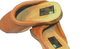 ZUECOS/SANDALIAS MOHEDA TOFFELN - CUERO COLOR COÑAC - HECHOS EN SUECIA TALLA 44 - Imagen 1 de 13