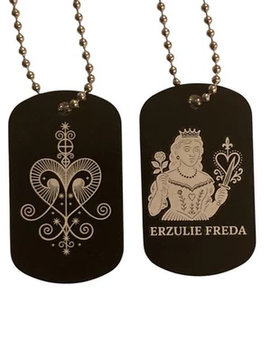 Ожерелье с жетоном для собаки Erzulie Freda Voodoo Veveve — двусторонний алюминиевый кулон - Изображение 1 из 4