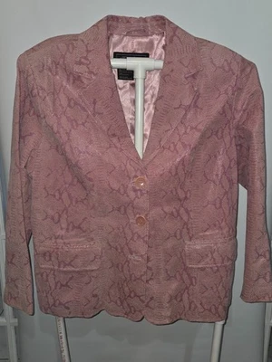 VTG Terry Lewis PINK Genuine Leather Jacket MOTO Snakeskin Zip Front Classic Lg - Image 1 of 4