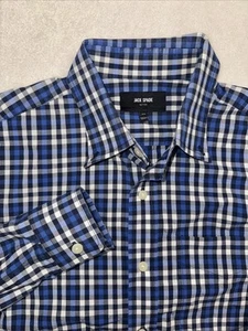 Jack Spade Men's Medium Blue Cotton Blend Plaid Button-Down Shirt Casual White - Picture 1 of 5