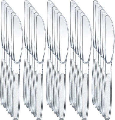 Cuchillos de plástico transparente - (paquete a granel 180) utensilios de plástico desechables de alta resistencia Foto 1 de 4