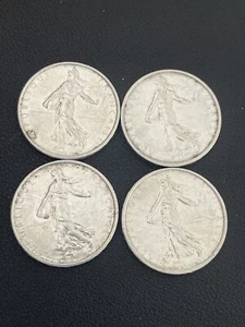 France 1962 Silver 5 Francs Coins 0.835 Silver-4 Coins Total (L2) - Picture 1 of 6