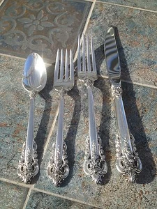MINT WALLACE 4 PC GRANDE BAROQUE PLACE SETTING GRAND STERLING SILVER - Picture 1 of 4