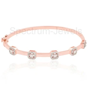 14k Rose Gold 0.47 Ct Lab Grown CVD Diamond Bangle Bracelet Bridal Wedding Gift - Picture 1 of 9