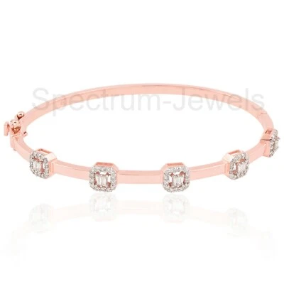 14k Rose Gold 0.47 Ct Lab Grown CVD Diamond Bangle Bracelet Bridal Wedding Gift - Image 1 of 4