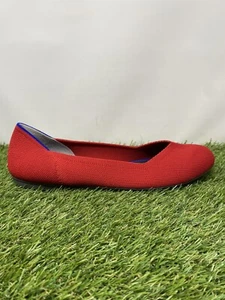 Rothy’s The Flats Round Toe Red Knit Ballet Flats Slip On Shoes Womens Size 10.5 - Picture 1 of 9