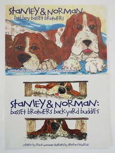Lot 2 Stanley & Norman Basset Hounds Brothers Dog Picture Books by Frank Monahan - Picture 1 of 4