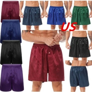 Men Shorts Silk Satin Boxer Pajamas Shorts Sleepwear Underwear Sleep Shorts - Picture 1 of 94