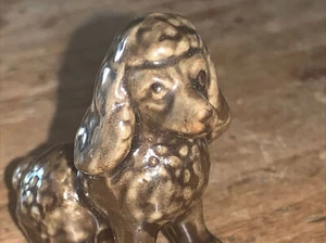 Vintage glazed ceramic sitting French POODLE dog Figure 1.5" tall mini - Picture 1 of 9