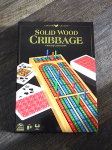 Cardinal Folding Cribbage board Set Solid wood With Playing Cards NEW In Box - Picture 1 of 5