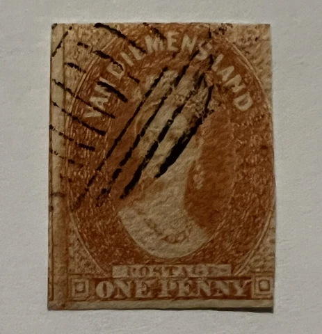 1800's TASMANIA VAN DIEMEN'S LAND 1d STAMP CHALON HEAD QV IMPERF Cover