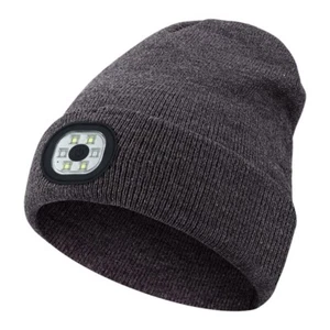 Unisex Warm Winter Knitted Beanie Hat with Light USB Rechargeable Headlamp Cap - Picture 1 of 9