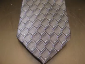 JOHN HENRY TIE~Mens 100% Silk Tie~Black~Blue~Navy~Gray~Geometric VGC - Picture 1 of 4