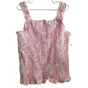 NEW JESSICA SIMPSON GIRLS KIDS TANK TOP LARGE 12 YOUTH PINK WHITE TIE DYE RUCHED - Picture 1 of 5