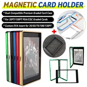 2in1 Premium Graded Card Case EVA Insert for PSA CGC Slabs Magnetic Card Holder - Picture 1 of 24