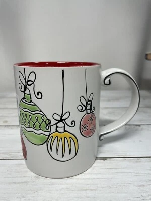 Taza de café de Navidad "Adornos retro" - Spectrum Designz rojo - 16 oz. NUEVO Foto 1 de 4