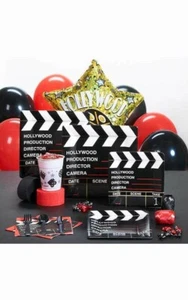 8 PERSON HOLLYWOOD PARTY PACK SUPPLIES BALLOONS PLATES - Picture 1 of 1