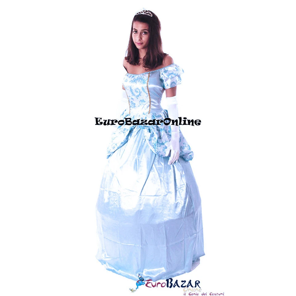 Costume Carnevale Donna Da Principessa Di Cenerentola Vestito Per Adulto Tg M - Immagine 1 di 1