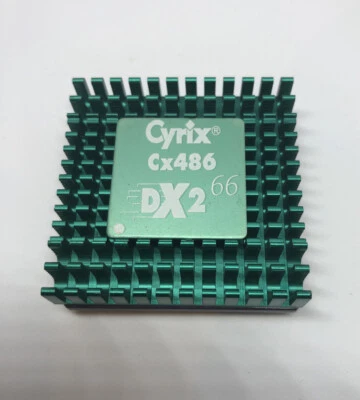 Cyrix Cx486 DX2 66-MHz Cx486DX2-66 CPU Processor 1993 Green Heat Sink Rare - Image 1 of 4