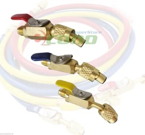3PCS COLOR CODED R410A R134A SHUT VALVES 4 AC HVAC REFRIGERATION CHARGING HOSES - Picture 1 of 2