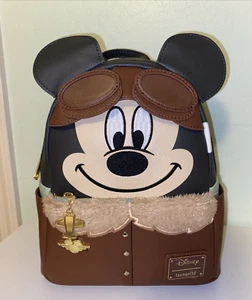 NWT Loungefly Disney Aviator Mickey Mouse Cosplay Mini Backpack Flying Ace Pilot - Picture 1 of 8