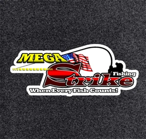 MEGASTRIKE LURES FISHING BASS BOAT CARPET DECALS GRAPHICS BONUS DECAL!! FREE - Picture 1 of 5