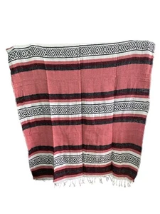 MEXICAN BLANKET , YOGA , STADIUM , BLANKET, YOGA , 72" x 52" , PINK - BURGUNDY - Picture 1 of 2