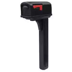 Classic Black Medium Steel Plastic Mailbox and Post Combo Mount Mail Brass Duty - Picture 1 of 10