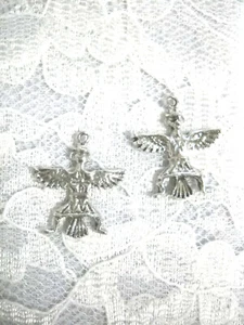 MEDICINE MAN FULL DRESS TRIBAL DANCE USA PEWTER DANGLING CHARMS HOOK EARRINGS - Picture 1 of 1