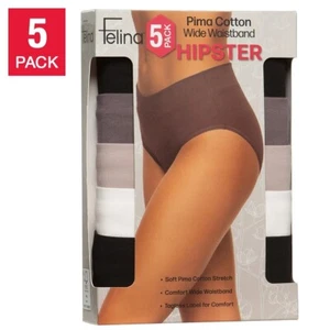 Paquete de 5 bragas hipster de cintura ancha de algodón Felina M Pima para mujer - Imagen 1 de 10