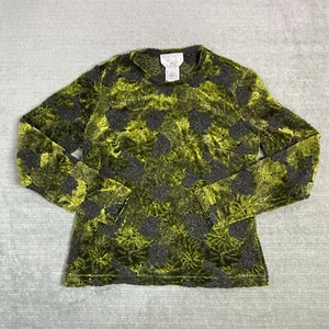 Talbots Top Women S Green Floral Long Sleeve Casual Boho Velvet Burnout Whimsy - Picture 1 of 8