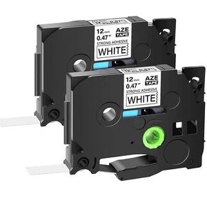 2X Extra Adhesive TZe TZ S231 Black on White Label Tape For Brother P-Touch 12mm - Picture 1 of 12
