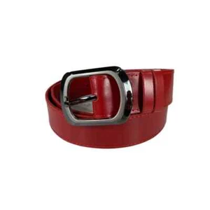 Cinturón rojo de cuero genuino para mujer - Imagen 1 de 7