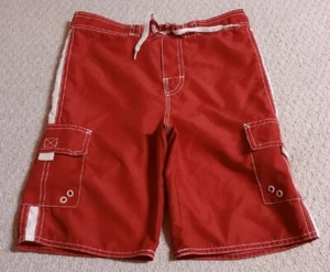 Arizona Jean Co. Boys Size 7 Red & White 100% Polyester Swim Trunks 23 - Picture 1 of 7