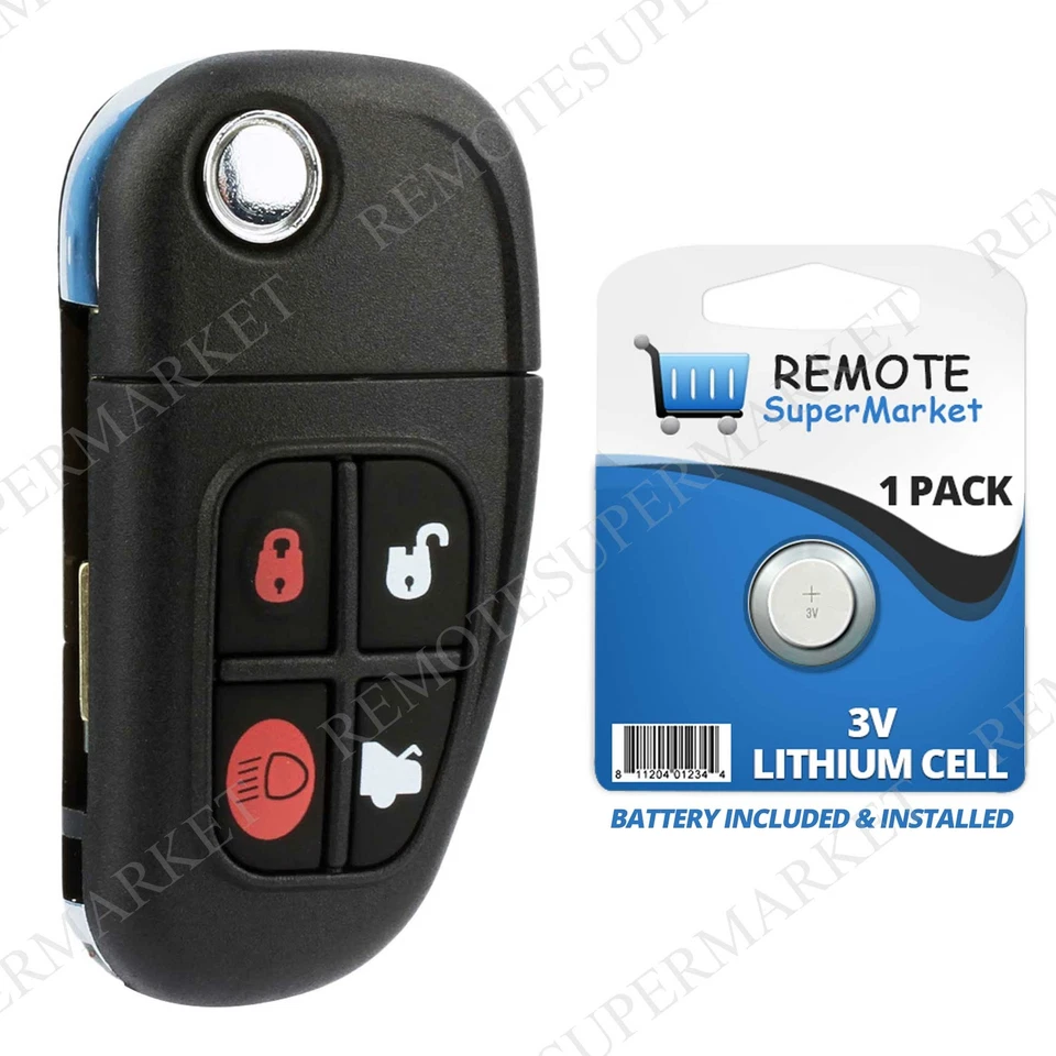 For 2003 2004 2005 2006 2007 2008 Jaguar S-Type X-Type XJ8 Remote Flip Key Fob - Image 1 of 1
