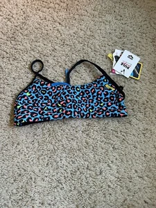 Small Arena Blue Leopard Print Swim Top for Girls - Picture 1 of 2