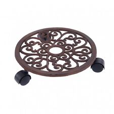 NEW! 12" Cast Iron Garden Plant Flower Pot Mobile Mover Trolley Stand