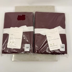 Pottery Barn Belgian Flax Linen Merlot Set Of Two Euro Shams Luxury Natural - Picture 1 of 5