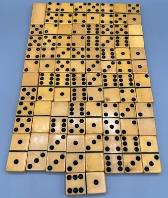 49 Vintage Butterscotch Bakelite Orange Dominoes 2" - Image 1 of 4