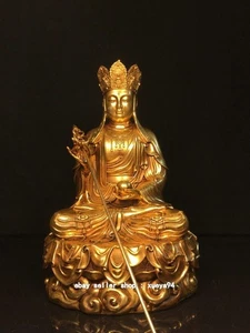 11.4'' Old Tibet Bronze Gilt Tang Seng San Zang Ksitigarbha Beast Buddha Statue - Picture 1 of 9